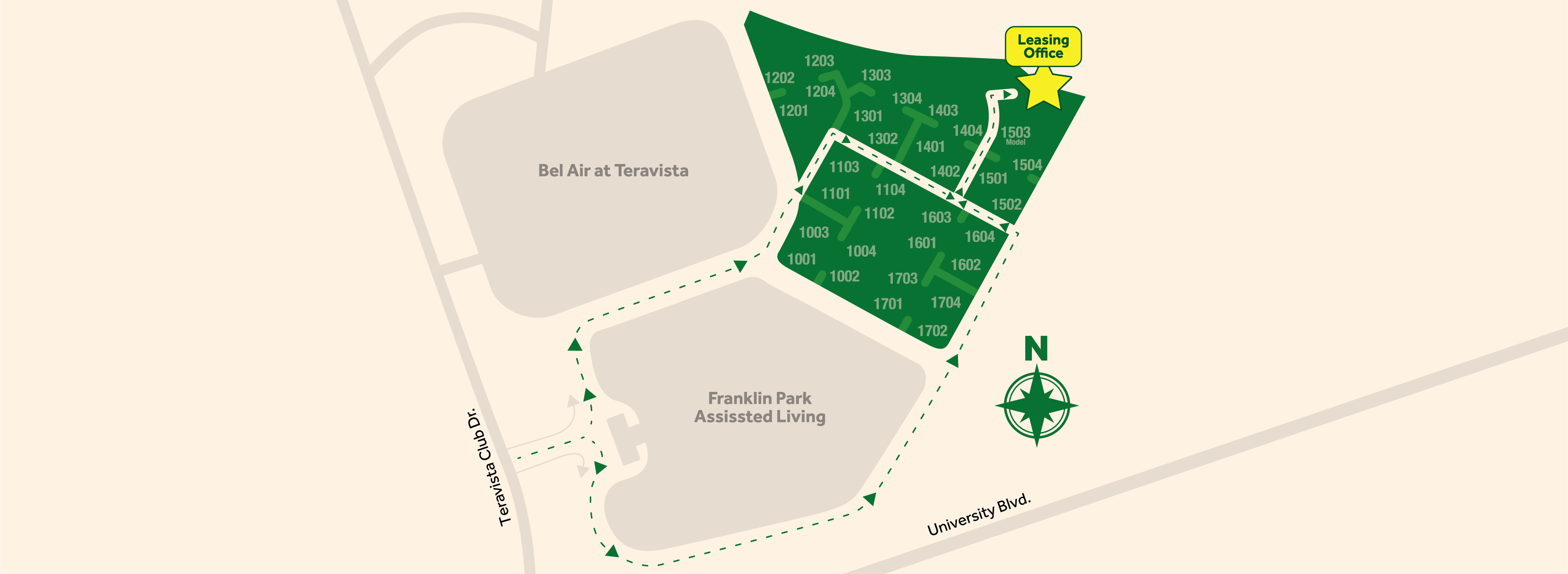 Map view of Emerald cottages of Round Rock for senior independent living community